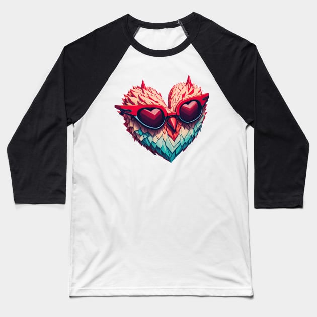 Feathered Heart with Sunglasses Art Baseball T-Shirt by ArtMichalS